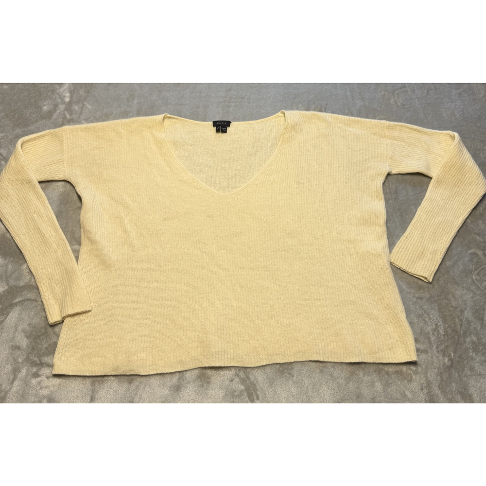 Theory Randelle Loryelle Women SZ S VNeck Sweater 100% Wool Soft Luxury Pullover